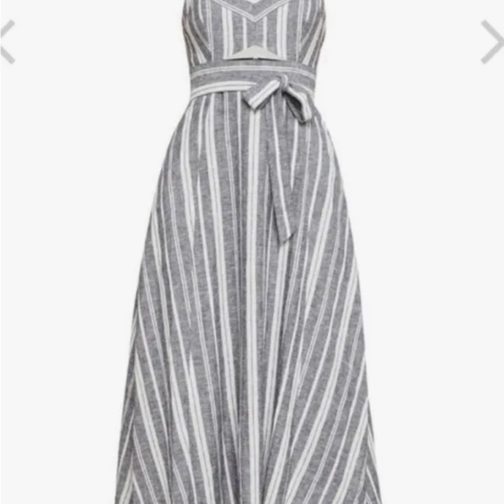 BCBGMaxAzria Gray and White Striped Maxi Dress